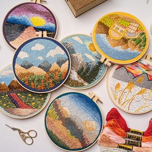 Original New DIY Handmade Embroidery Material Bag Landscape Sky Clouds Snow Mountain Forest Design Cross Stitch Accessories