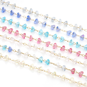 Cadena de cristal en forma de corazón, cristal triangular facetado de acero inoxidable para hacer collares, colores translúcidos azul, rojo y amarillo - Product Image 2