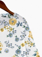 Pull en tricot à imprimé floral pour femme, col en V, manches longues, style vintage, motif rose, pull blanc en tricot