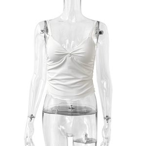 <span class=keywords><strong>Top</strong></span> Corto da Donna Aderente <span class=keywords><strong>Bianco</strong></span> con Spalline Sottili, Canotta Sexy alla Moda <span class=keywords><strong>Senza</strong></span> <span class=keywords><strong>Maniche</strong></span> - Product Image 5