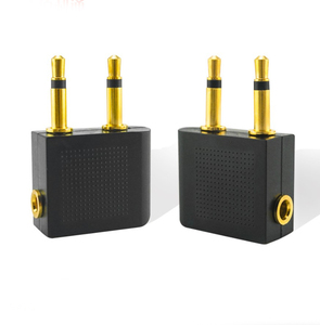 Adaptateur de vol pour écouteurs, oreillettes, connecteur plaqué or, double Jack 3.5mm, mâle à 3.5mm femelle, avion aérien, 1 pièce - Product Image 1