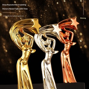Trophée personnalisé créatif en forme de déesse étoilée, petite figurine dorée, récompense commémorative pour bonne épouse, mari, beauté, tatouage, cristal doré - Product Image 4