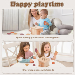 Boîte à pièces Montessori en bois - Boîte de permanence des objets double face en bois naturel pour bébés de 1 an - Jouet éducatif en bois - Product Image 4