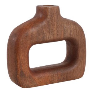 Vaso rettangolare cavo in legno di mango fatto a mano per decorare il tavolo del soggiorno, vaso per fiori in stile boho - Product Image 3