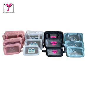 Sac cosmétique transparent portable MUYANG en gros, tailles L, M, S, avec impression de logo personnalisé, en polyéthylène - Product Image 5