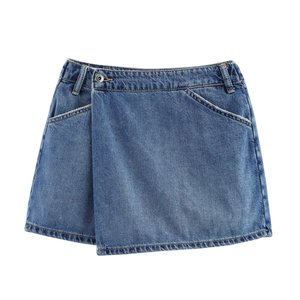 Nouvelle fille chaude rétro Denim Simple mi-taille Culottes <span class=keywords><strong>jupe</strong></span> courte bleu clair Denim Jeans jupes - Product Image 1