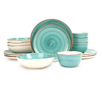 Service de table en céramique et porcelaine 16 pièces, style occidental, pour la restauration à domicile, passe au lave-vaisselle et au micro-ondes, assiettes à glaçure colorée – Offre Spéciale