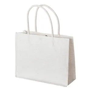 Sac fourre-tout en jute naturel réutilisable blanc poignées durables fermeture à boucle généreux sacs de pique-nique de plage pour les femmes