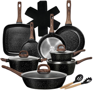 <span class=keywords><strong>Ensemble</strong></span> de 24 casseroles et poêles antiadhésives, compatibles <span class=keywords><strong>induction</strong></span>, <span class=keywords><strong>ensemble</strong></span> de cuisine avec poêles et casseroles, noir classique - Product Image 1