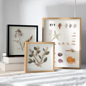 Wooden Art 3D Shadow Box Deep Picture Photo Frame High Quality Custom White Bag Customized Europe Wood Logo Style Packing Family