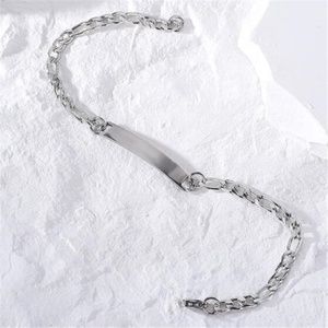 Nebiwu — Bracelet Figaro en acier inoxydable, chaîne à maillons, personnalisé, votre taille, barre d'identité vierge, gravure au Laser, DIY, vente en gros - Product Image 4