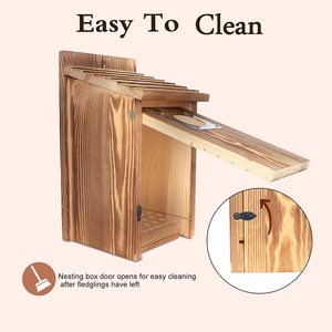 Dễ Dàng Để Làm Sạch Nhà Chim Mạnh Mẽ Thích Hợp Cho Ngoài Trời Bằng Gỗ Hộp Làm Tổ Chim Nhà Gỗ - Product Image 2