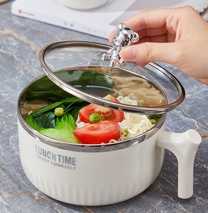 Bol en acier inoxydable pour nouilles instantanées, fruits, service de soupe, salade, vaisselle avec couvercle pour l'école, le bureau, le camping, la maison, la cuisine - Product Image 1