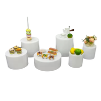 Buffet Acrylique Table À Manger Vertical Tube Cube Circulaire Affichage Imbriqué Vertical Tube Carré Alimentaire Base Boîte Affichage Blanc