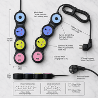 Multiprise multifonctionnelle universelle pour la maison avec veilleuse, protection contre les surcharges, ports USB colorés et en cuivre