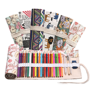 Estojo de Lápis de Lona MIAO YUAN de Grande Capacidade com 12/24/36/48/72 Compartimentos, Bolsa Enrolável Fofa para Escolas, Escritórios, Homens e Mulheres - Product Image 1