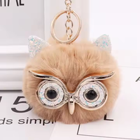 Hibou fausse fourrure Pom Pom porte-clés fausse fourrure boule en peluche porte-clés porte-clés pour filles femmes sac accessoire