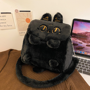 Vendita calda zaino per gatti in peluche gatto nero pezza borsa <span class=keywords><strong>bianca</strong></span> per gatti zaino personalizzato a forma di animale - Product Image 4