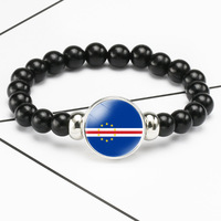 Bracelet de drapeau de pays du Libéria de perles de corde élastiques noires faites à la main de nouveau style en gros