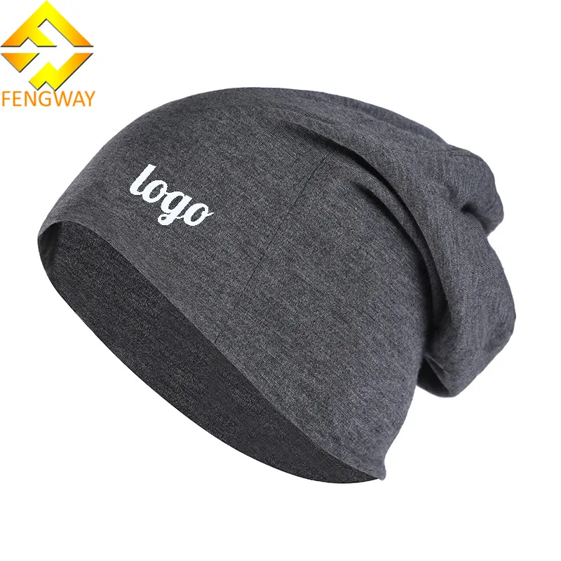 Double Layer Stretchy Elastic Unisex Beanies Caps Custom Fashion Long Reversible Baggy Cotton Soft Jersey Beanie Hats
