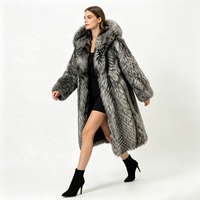 Manteau long en fausse fourrure gris argenté pour femmes Zeyu, à capuche, épais, chaud, moelleux, surdimensionné, veste de luxe pour femmes