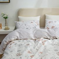 Ensemble de couette floral Style vintage 100% coton doux et léger ensemble de literie pour plantes de jardin de printemps avec fermeture à glissière et lanière d'angle