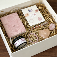 Coffret Cadeau Bien-être C&H : Bougie de Guérison aux Cristaux, Carnet, Stylo et Bracelet pour l'Autosoins, le Stress et l'Anxiété