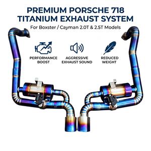 Silencieux à valve en titane bleu personnalisé Vortex Global Market pour Porsche 718 Boxster Cayman 2.0T 2.5T, assemblages de production en série - Product Image 1