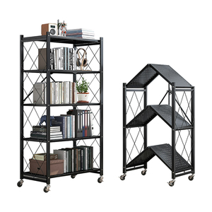 Estantes plegables de 5 capas <span class=keywords><strong>para</strong></span> cocina, organizador plegable <span class=keywords><strong>para</strong></span> almacenamiento del hogar, estantes retráctiles de metal con ruedas <span class=keywords><strong>para</strong></span> sala de estar - Product Image 1