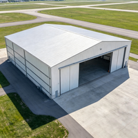 Hangar Prefabricado de Acero Galvanizado en Caliente para Aviones Privados, Paneles Aislantes de Doble Capa, Diseño Moderno, Resistente al Fuego
