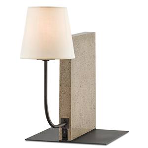 Concrete & Black Metal Industrial Modern Table Lamp | Bold <b>Lighting</b> for Hotel Open Area & Cafe <b>Space</b> - Product Image 1