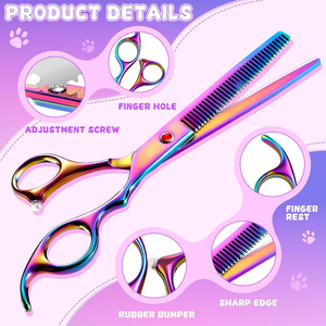 Dog Grooming <b>Scissors</b> Set 6.5" 7" Japan Steel Pet Chunker <b>Scissors</b> Thinning Shears Animal <b>Curved</b> <b>Scissors</b> Z3012 - Product Image 3