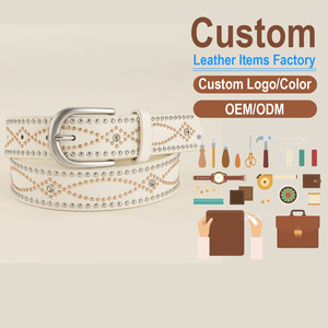 Cinturón de Cuero PU con Tachuelas de Diamantes de Imitación, Patrón Geométrico, Hebilla Plateada, Estilo Casual, Moldeado en una Sola Pieza - Product Image 1