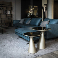 Table basse ronde moderne de luxe italienne personnalisée en acier inoxydable et en verre pour la maison meubles de table d'appoint de salon