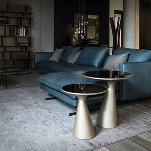 Personalizzato italiano di lusso moderno <span class=keywords><strong>rotondo</strong></span> tavolino da caffè in acciaio inox e <span class=keywords><strong>vetro</strong></span> <span class=keywords><strong>per</strong></span> la casa soggiorno tavolino mobili - Product Image 4