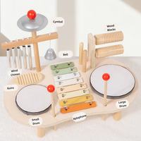 Montessori Musical Instruments Activity Table Wooden Music Station Early Educational Percussion Toy with Xylophone Drums Cymbal