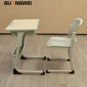 गुंगवेई थोक उच्च विद्यालय फर्नीचर ऊंचाई समायोज्य कक्षा अध्ययन तालिका स्टील लकड़ी के छात्र डेस्क और कुर्सी - Product Image 2