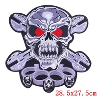 Écussons de broderie de grande taille en gros, écussons brodés à repasser, crâne de motard, insignes brodés de moto pour veste/jean
