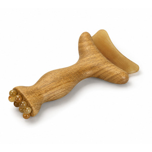 Ergonomic <b>Gua</b> <b>Sha</b> Massage <b>Tool</b> Crafted from Green Sandalwood and Sheep Horn for Neck Shoulder and Meridian Care - Product Image 1