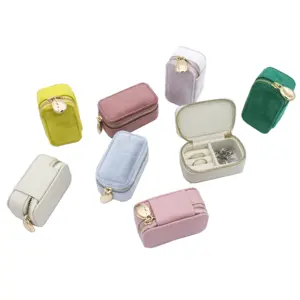 zipper travel velvet small jewellery organizer box gift jewelry organizer case