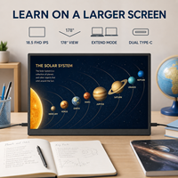 Moniteur portable de 18,5 pouces pour l'apprentissage en ligne, FHD IPS 1080P, deuxième écran de jeu avec support double Type-C