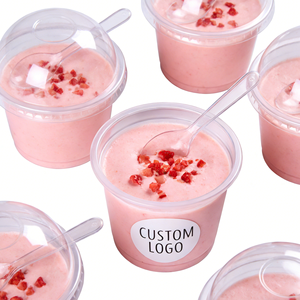 Vasos Desechables de Plástico de 90 mm con Impresión UV, con Tapas y Cucharas para Postres de Crema de Chocolate - Product Image 3