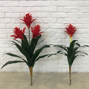 Decoración del hogar, 3 uds., plantas de flores rojas artificiales de plástico en maceta de imitación, accesorio de decoración del hogar duradero y elegante - Product Image 3
