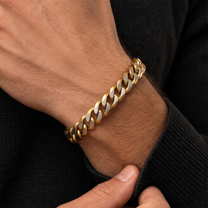 VEWANT - Brazalete de Acero Inoxidable 316 con Baño de Oro de 18K, 2 Años de Rechapado Gratuito, Eslabones Cubanos de 8mm, Joyería para Hombre - Product Image 1
