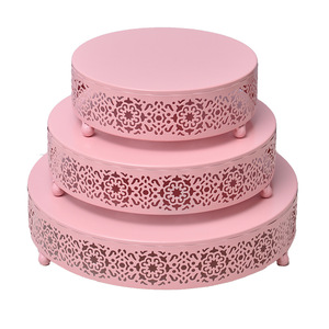 Fábrica <span class=keywords><strong>personalizada</strong></span> 8 "10" 12 "redondo caramelo pastel postre plato de exhibición Cupcake soportes Oro 3 piezas Metal pastel soporte conjunto - Product Image 6