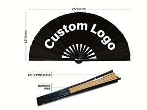 พัดไม้ไผ่ขนาดใหญ่แบบกำหนดเองสำหรับงานปาร์ตี้และเกมส์ ขายส่งของขวัญส่งเสริมการขาย พัดพับแบบมีเสียงดังพร้อมโลโก้ - Product Image 4