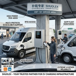 สถานีชาร์จรถยนต์ไฟฟ้าแบบติดผนัง 3 เฟส กำลังไฟ 7KW ถึง 40KW รองรับ OCPP 1.6J สำหรับยานยนต์สาธารณะ ได้รับการรับรองมาตรฐาน CE - Product Image 1