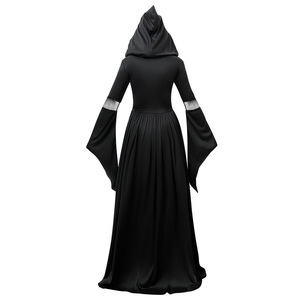 Disfraz de Bruja de Halloween con Capucha, Vestido Largo Negro para Mujer, Disfraz de Cosplay, Actuación en Escenario, Disfraz Elegante - Product Image 4