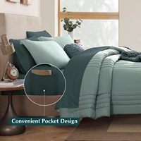 Nouvel article Ensemble de draps de lit respirants de couleur unie King Size de 7 pièces