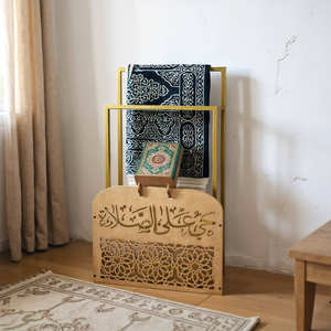 Support <span class=keywords><strong>de</strong></span> prière décoratif en bois pour le Ramadan, étagère à Coran musulmane avec support <span class=keywords><strong>de</strong></span> type sur pied, organisateur pour tapis <span class=keywords><strong>de</strong></span> prière - Product Image 6
